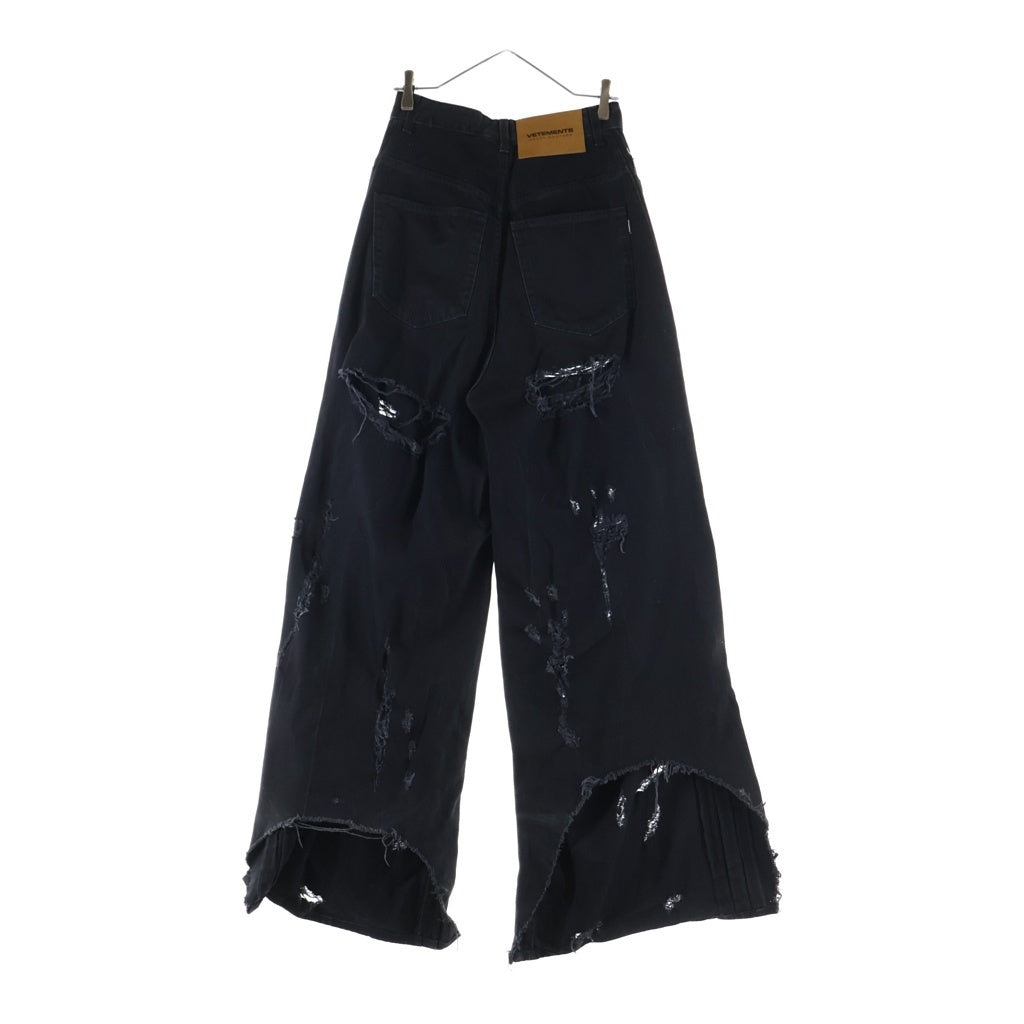 VETEMENTS(ヴェトモン) 23AW Destroyed Baggy Jeans デトロイバギージーンズ ワイドデニムパンツ ブラック UE54PA240B