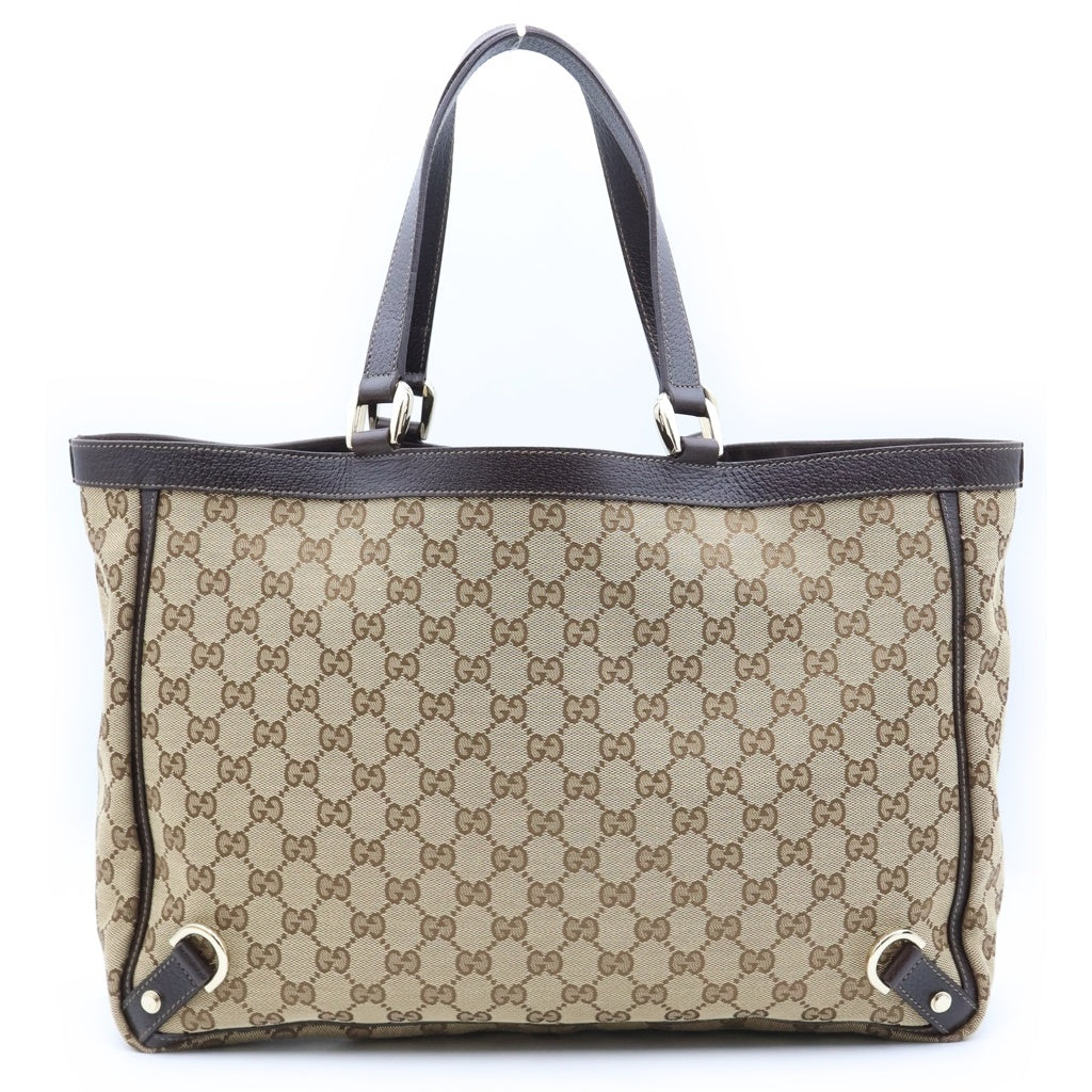 GUCCI(グッチ) アビーライン GGキャンバス トートバッグ ハンドバッグ ベージュ レザー×キャンバス 141472 ゴールド金具 レディース