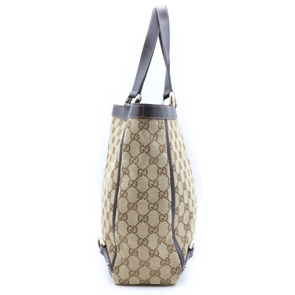 GUCCI(グッチ) アビーライン GGキャンバス トートバッグ ハンドバッグ ベージュ レザー×キャンバス 141472 ゴールド金具 レディース