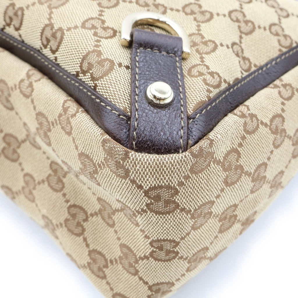 GUCCI(グッチ) アビーライン GGキャンバス トートバッグ ハンドバッグ ベージュ レザー×キャンバス 141472 ゴールド金具 レディース