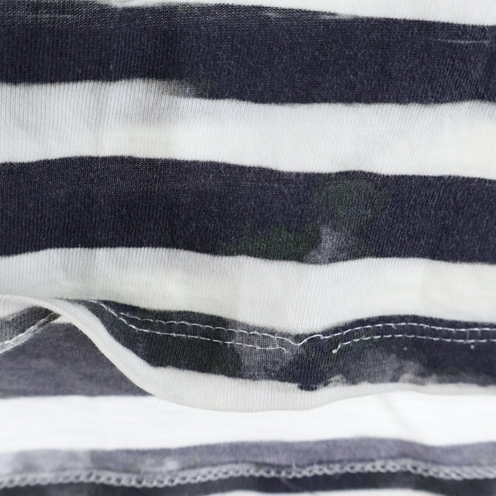 BALMAIN(バルマン) 18SS スター/ボーダー 総柄プリント 半袖Tシャツ カットソー ホワイト/ブラック S8H8601I093