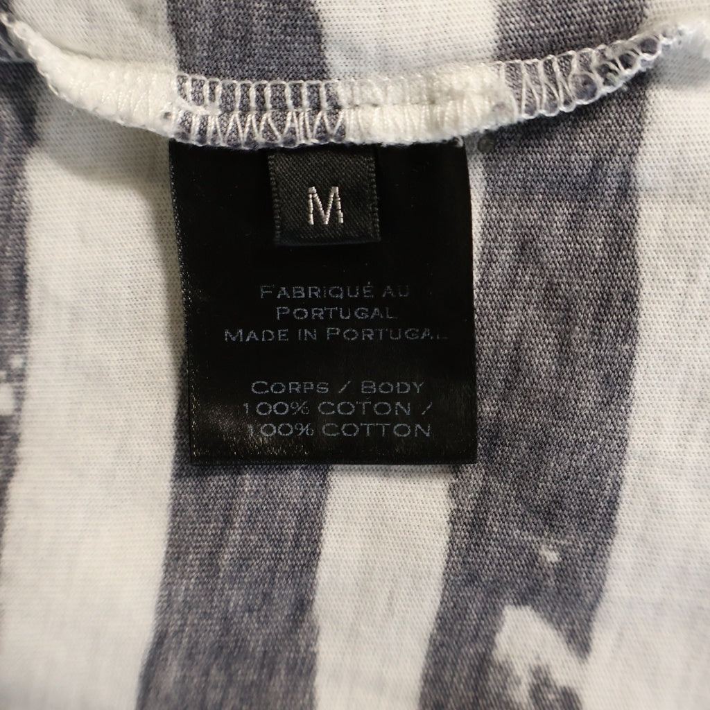 BALMAIN(バルマン) 18SS スター/ボーダー 総柄プリント 半袖Tシャツ カットソー ホワイト/ブラック S8H8601I093
