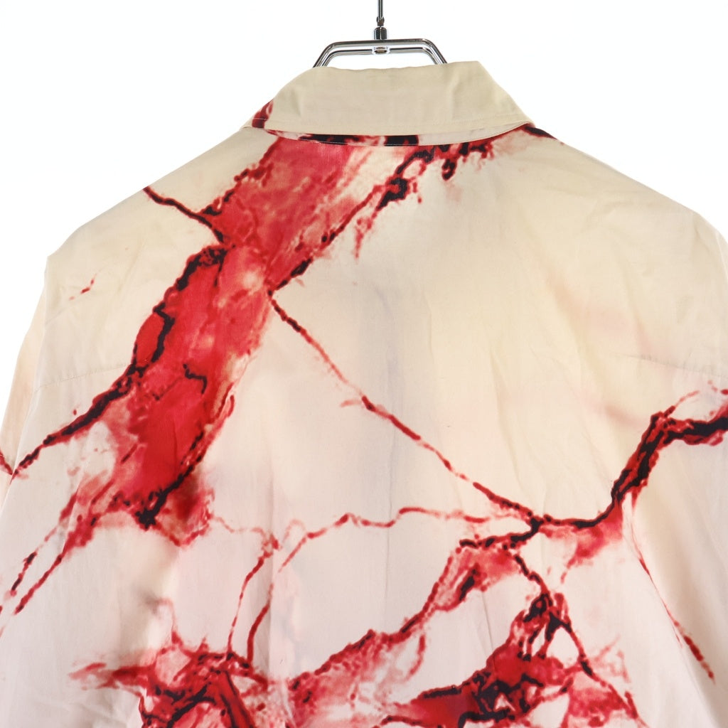 JOHN LAWRENCE SULLIVAN(ジョンローレンスサリバン) 24SS ALL OVER PRINT OVERSIZED SHIRTS 総柄プリント オーバーサイズ長袖シャツ ホワイト/レッド 3A002-0224-22