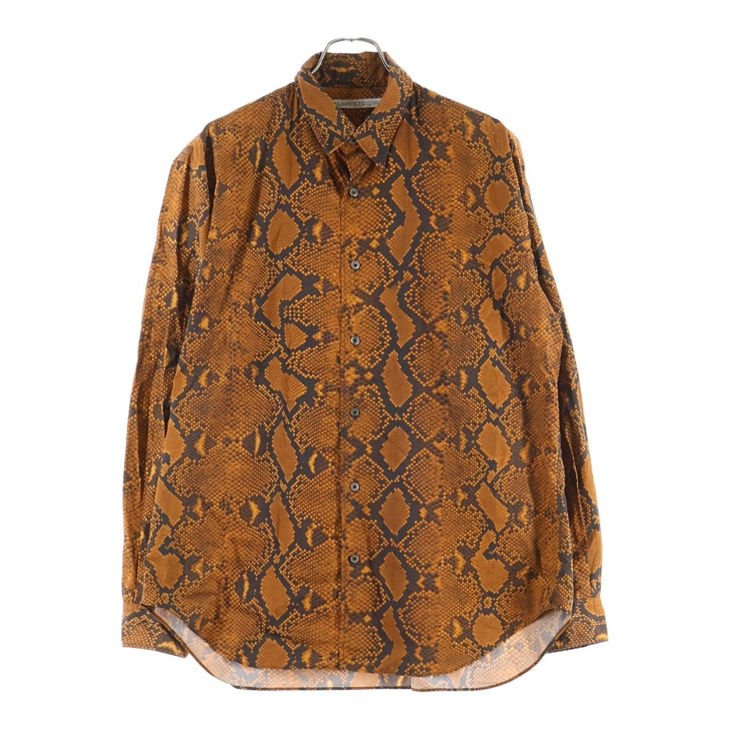 JOHN LAWRENCE SULLIVAN(ジョンローレンスサリバン) PYTHON PRINTED COTTON REGULAR COLLAR SHIRT パイソン総柄プリント レギュラー 長袖シャツ オレンジ/ブラウン 3A002-0224-22