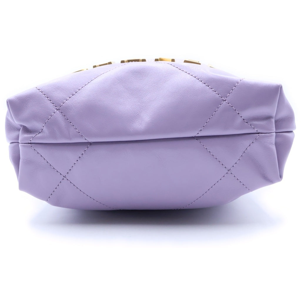 CHANEL(シャネル) シャネル22 ミニ チェーンショルダーバッグ 巾着バッグ ライトパープル ラムスキン プレートシリアル AS3980 ゴールド金具 レディース