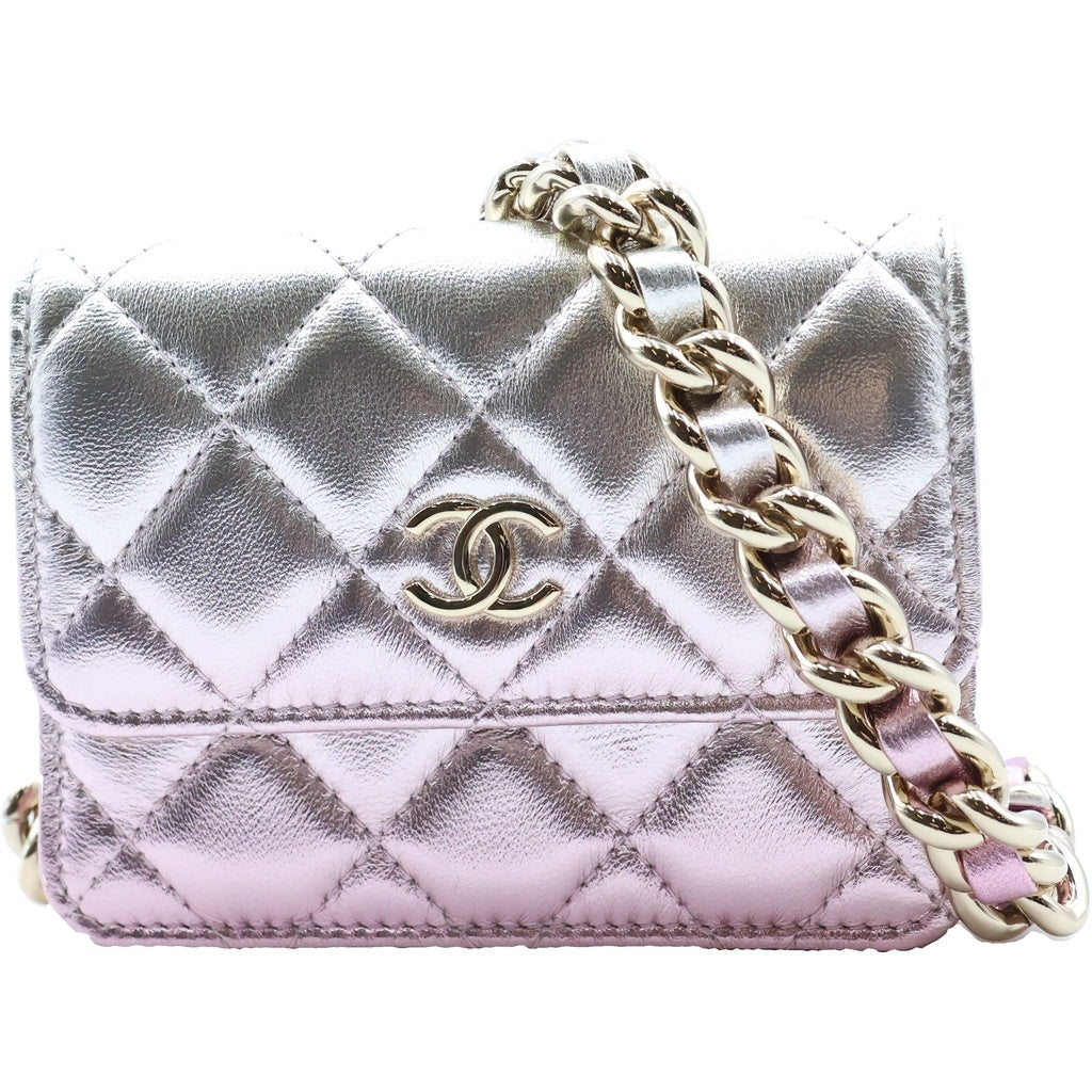 CHANEL(シャネル) ココパンク フラップ ベルトウエストバッグ ボディバッグ ショルダーバッグ メタリックピンク ラムスキン 31番台 ゴールド金具 レディース