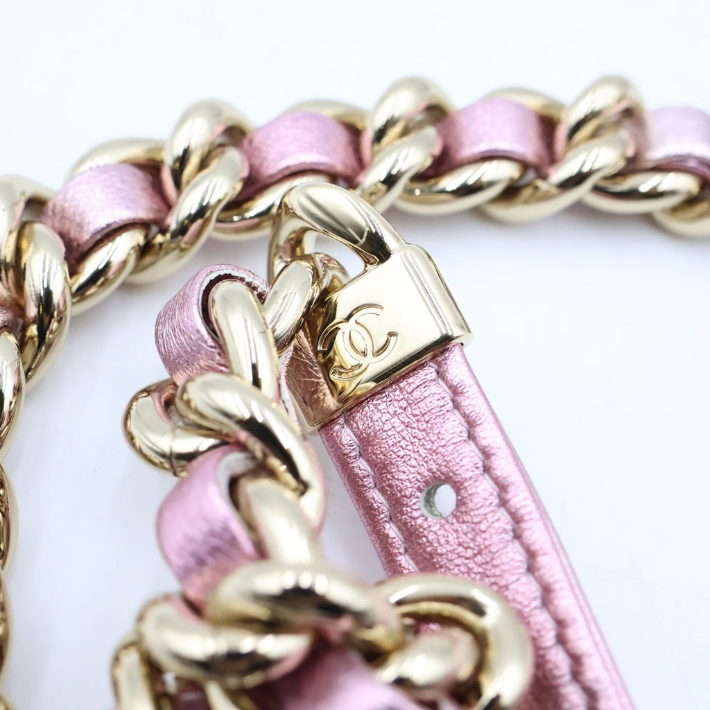 CHANEL(シャネル) ココパンク フラップ ベルトウエストバッグ ボディバッグ ショルダーバッグ メタリックピンク ラムスキン 31番台 ゴールド金具 レディース