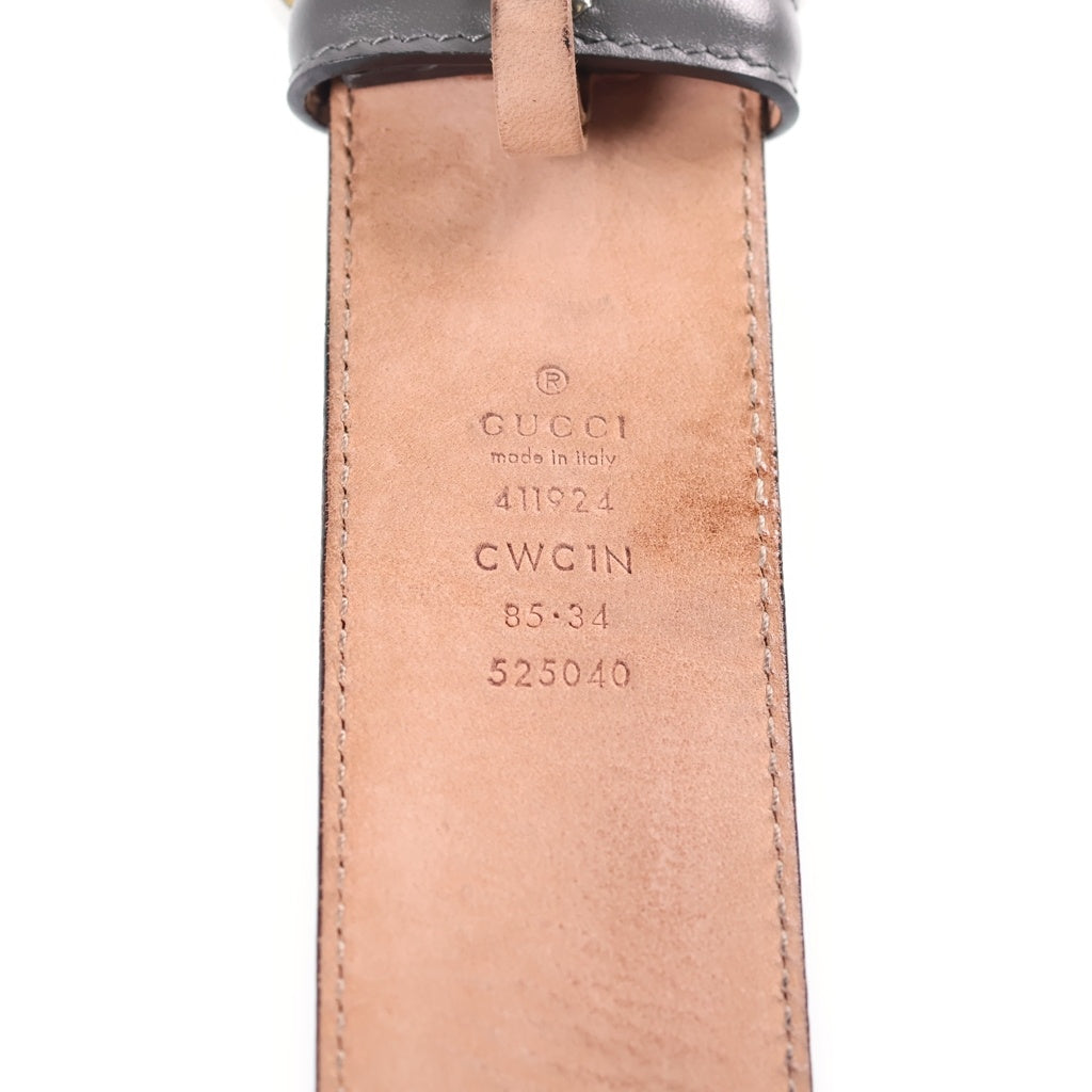 GUCCI(グッチ) インターロッキングG グッチシマ レザーベルト グレー 411924 シルバー金具