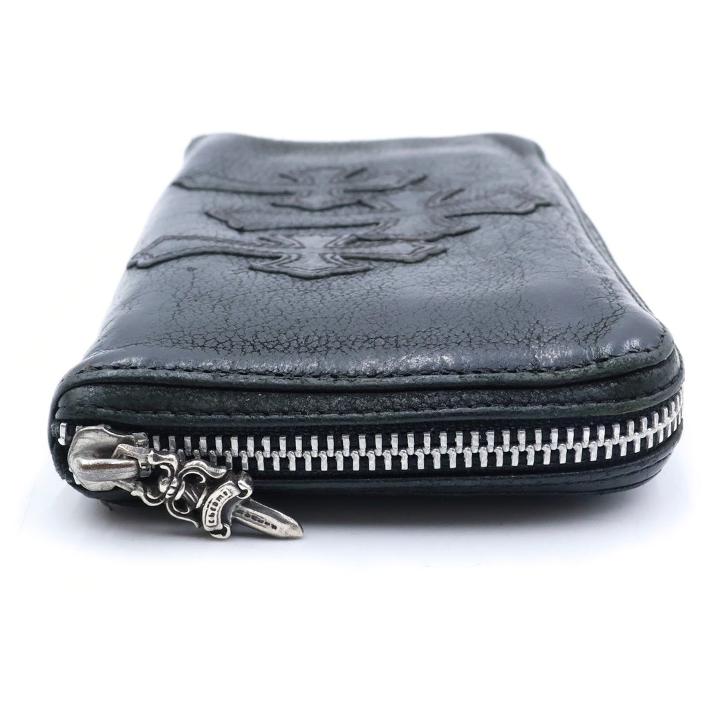 CHROME HEARTS(クロムハーツ) REC F ZIP 3クロス ラウンドジップレザーウォレット 財布 ブラック