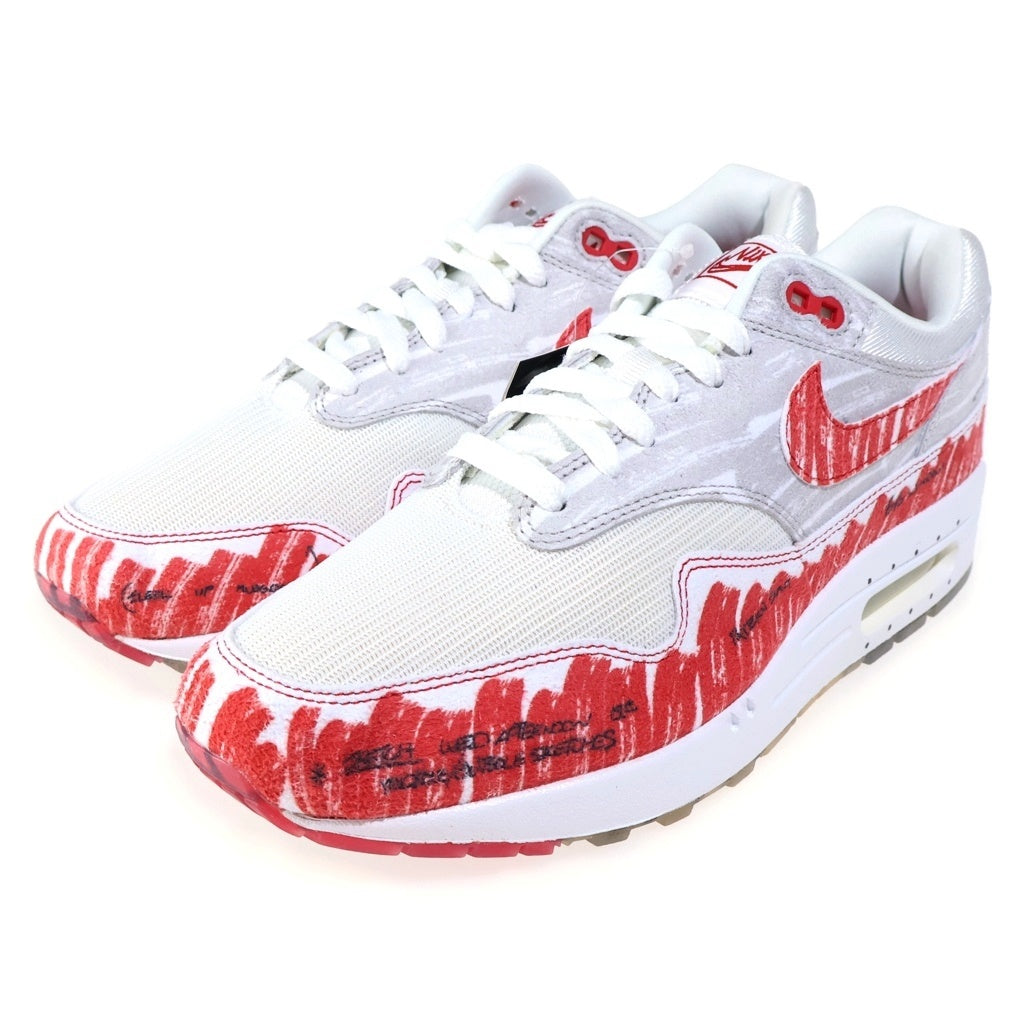 NIKE(ナイキ) AIR MAX 1 TINKER HATFIELD SKETCH TO SHELF エアマックス1 ティンカーハットフィールド スケッチトゥシェル ローカットスニーカー ホワイト/レッド US9.5/27.5cm CJ4286-101