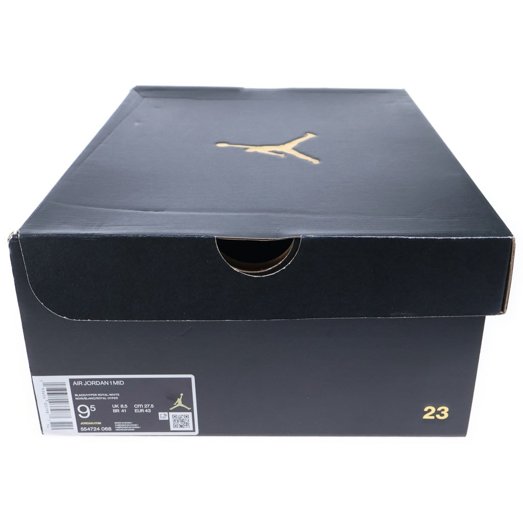 NIKE(ナイキ) AIR JORDAN 1 MID BLACK BLUE エアジョーダン1 ミッドカットスニーカー ブラック/ブルー US9.5/27.5cm 554724-068