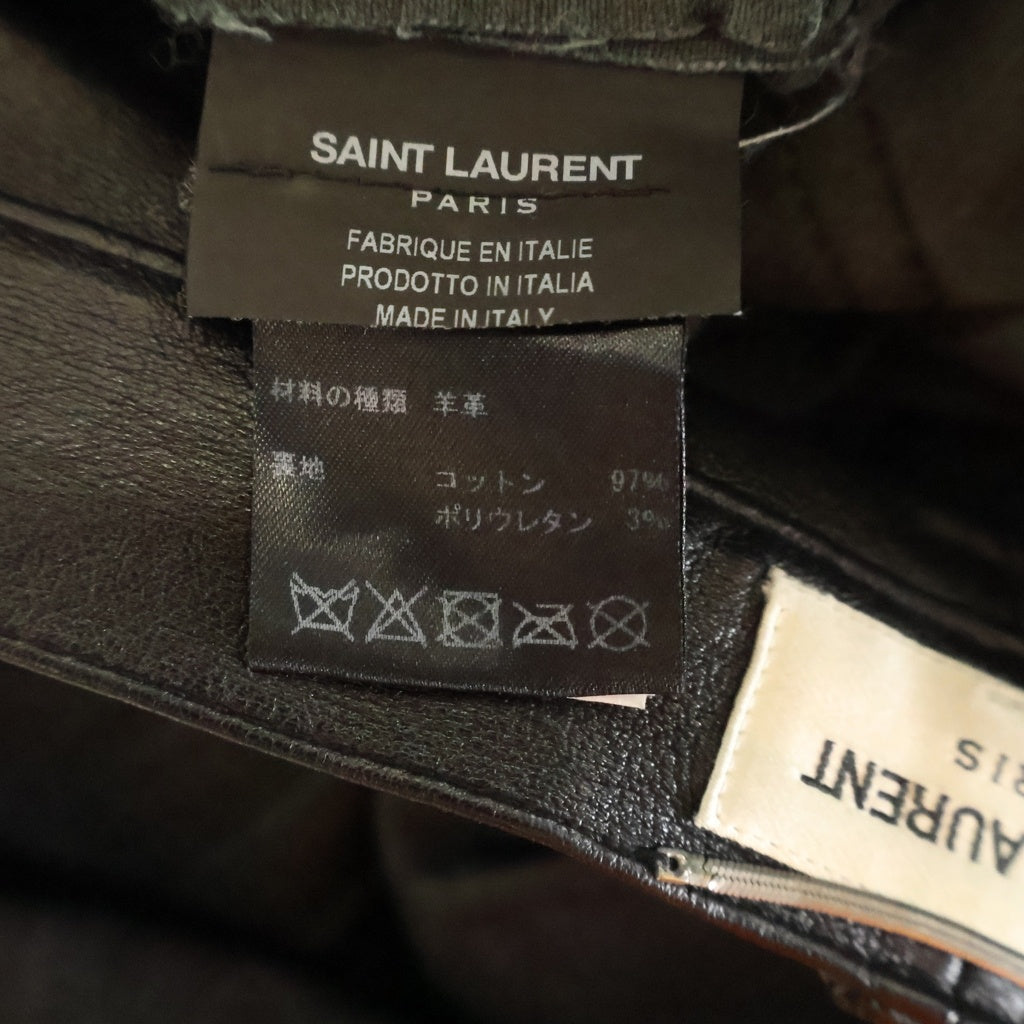 SAINT LAURENT PARIS(サンローランパリ) 22SS LAMB LEATHER SKINNY LONG PANTS ラムレザー スキニーパンツ トラウザー ブラック 484303 Y5RG2