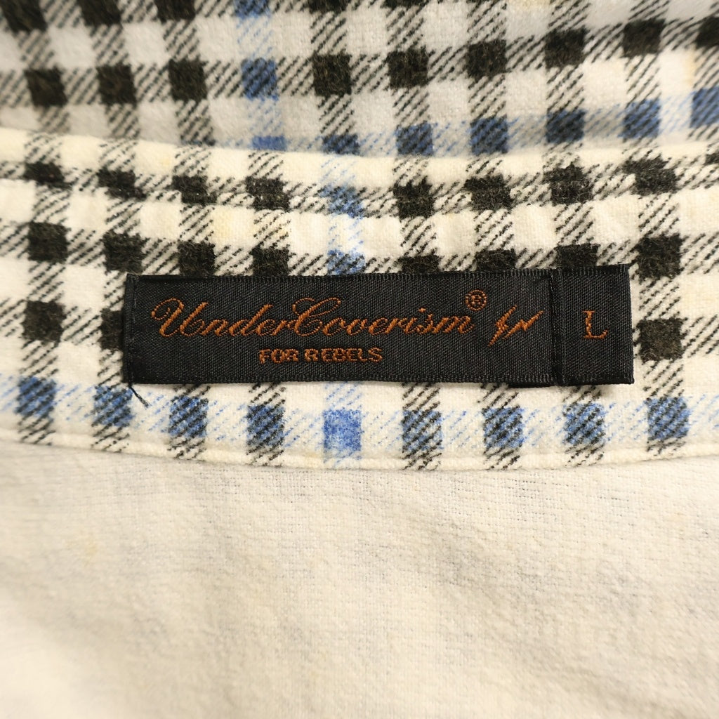 UNDERCOVERISM(アンダーカバイズム) 03SS ×FRAGMENT DESIGN SCAB期 クラッシュ加工 チェック柄 長袖シャツ ホワイト/ブラック V804