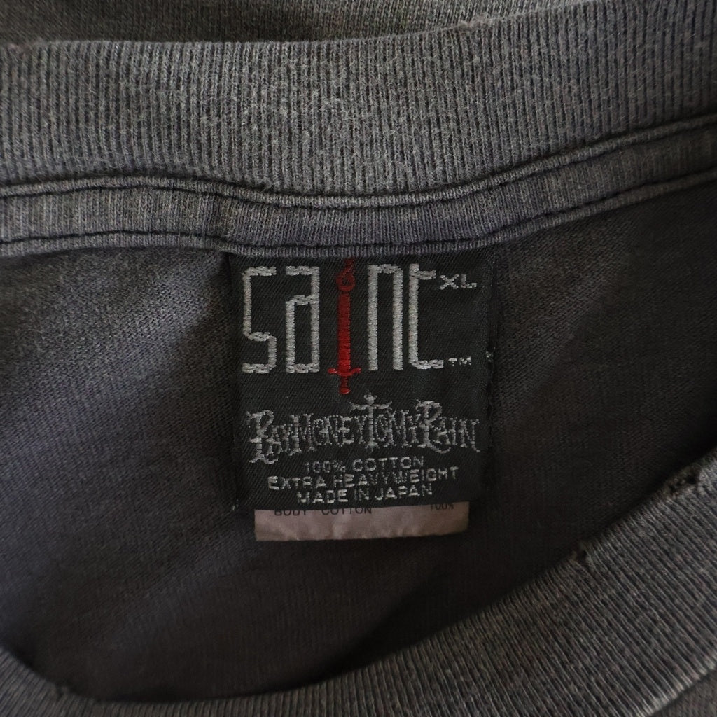 SAINT MICHAEL(セントマイケル) 24SS PTP LS TEE SR TO SS ヴィンテージ加工 プリントロゴ 長袖Tシャツ カットソー ブラック SM-YS8-0000-C50
