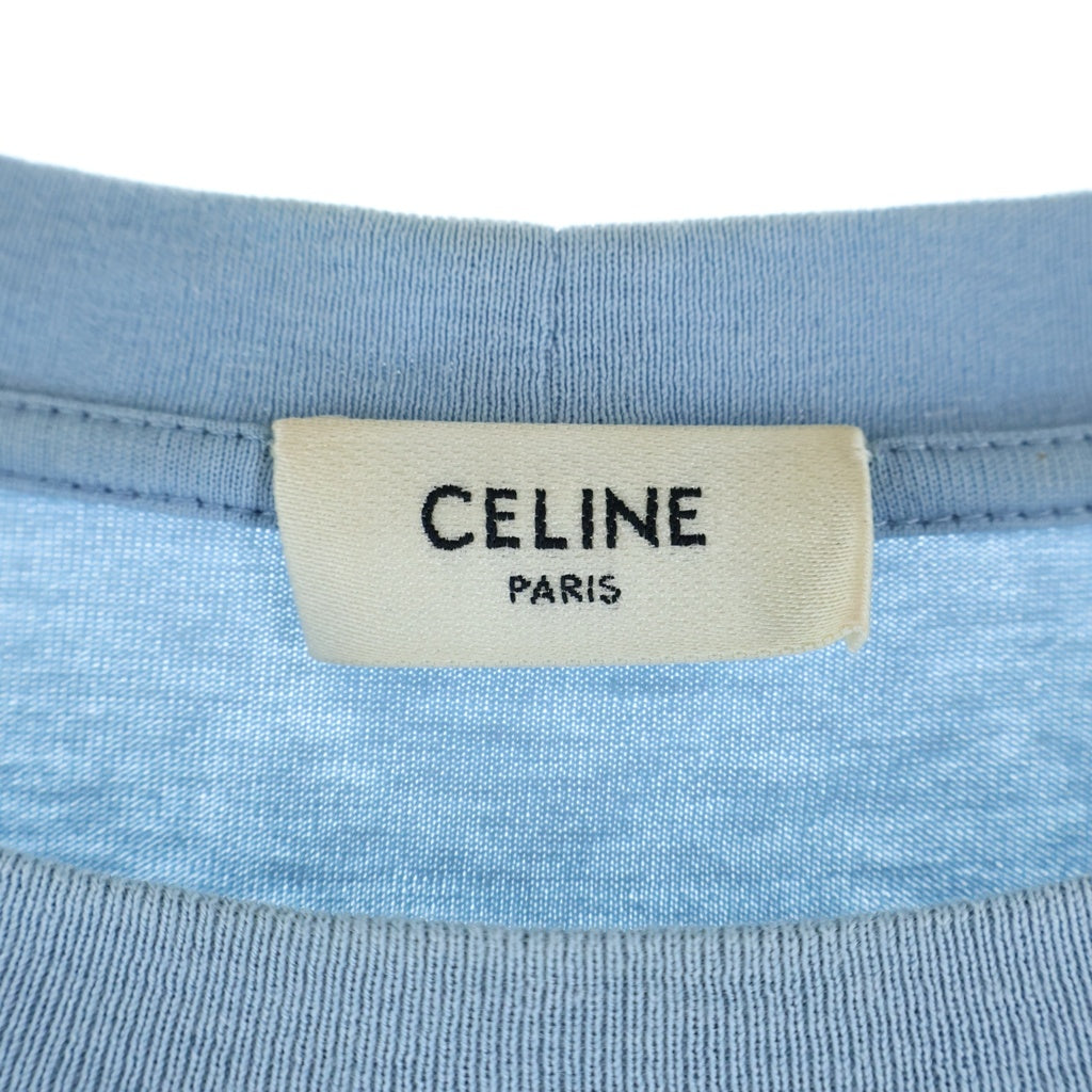 CELINE(セリーヌ) ロゴプリント クルーネック 半袖 Tシャツ カットソー コットン スカイブルー 2X681671Q