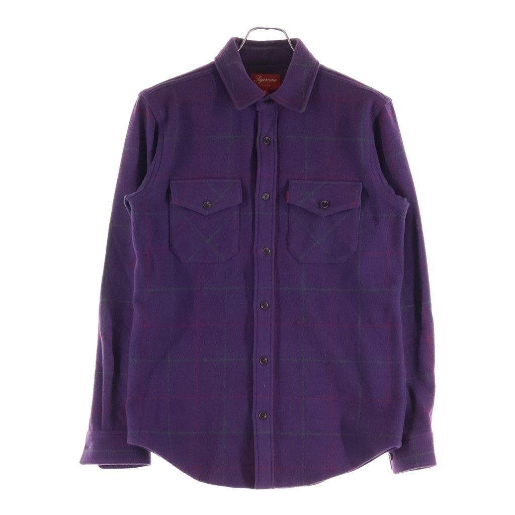 SUPREME(シュプリーム) 12AW Heavyweight Flnnel Windowpane Shirt ヘビーウェイトフランネル長袖シャツ パープル
