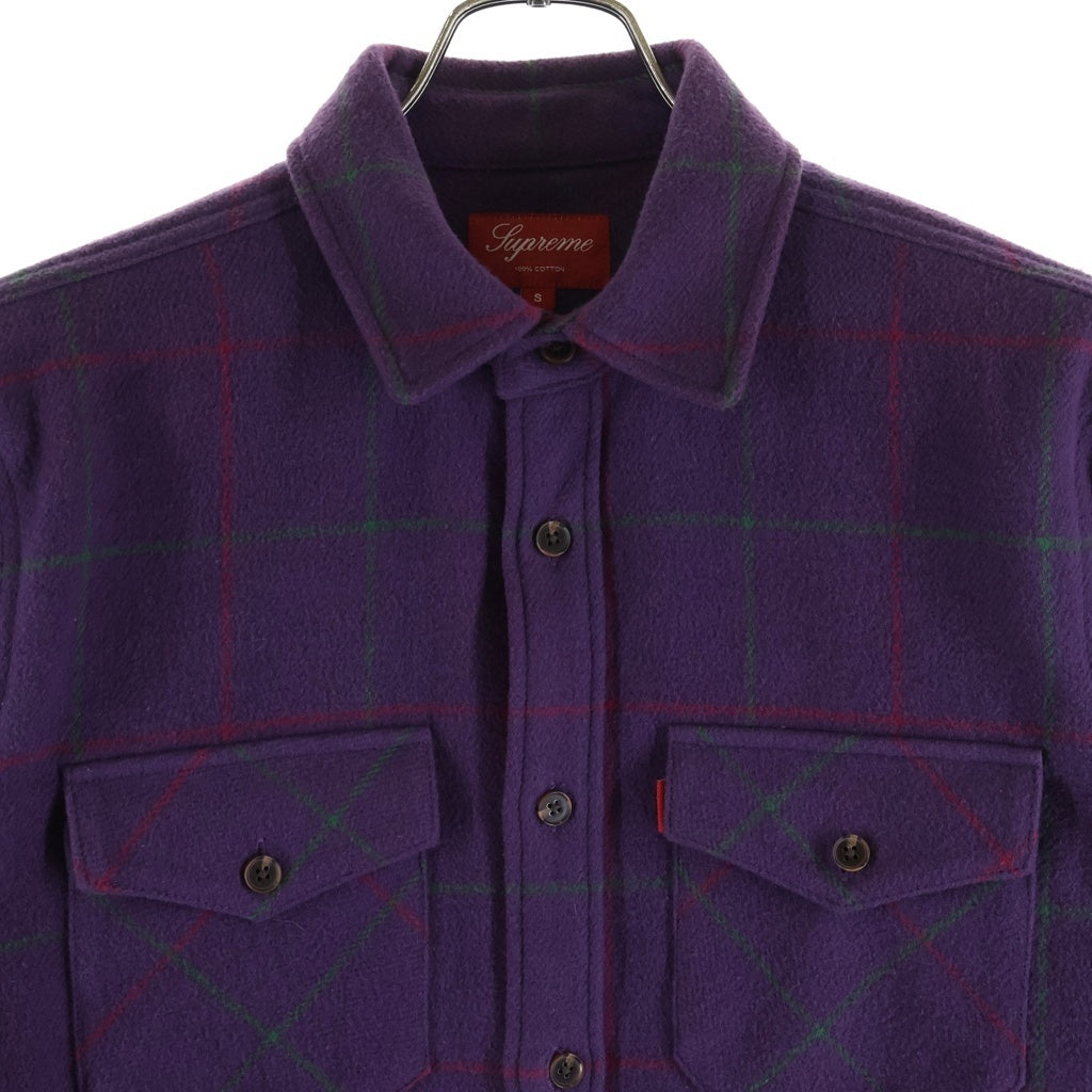 SUPREME(シュプリーム) 12AW Heavyweight Flnnel Windowpane Shirt ヘビーウェイトフランネル長袖シャツ パープル