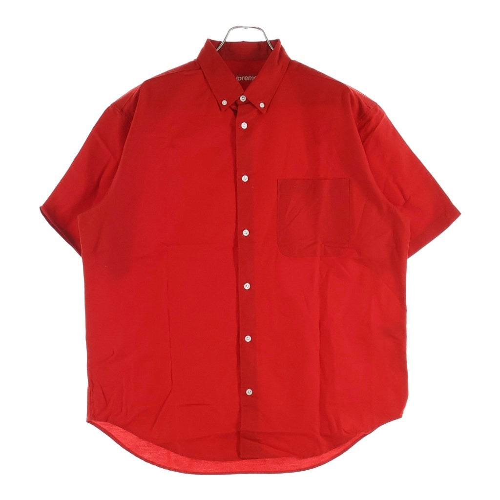 SUPREME(シュプリーム) 25SS Loose Fit Oxford S/S Shirt フロント刺繍ロゴ ルーズエンド オックスフォード半袖シャツ レッド