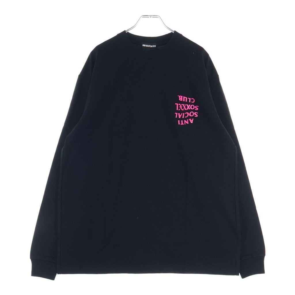 GOD SELECTION XXX(ゴッドセレクショントリプルエックス) 21SS ×ANTI SOCIAL CLUB アンチソーシャルソーシャルクラブ プリントロゴ 長袖Tシャツ カットソー ブラック GX-S21-ASLT-02