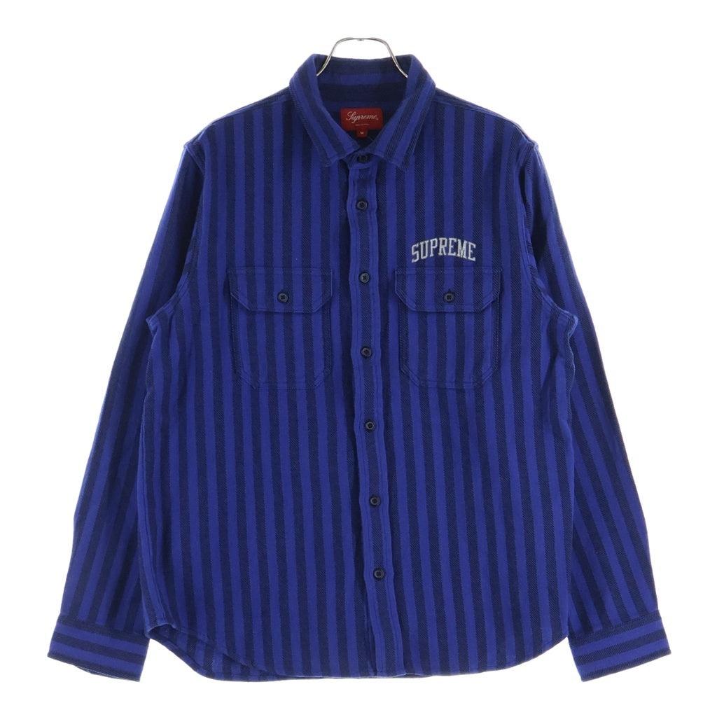SUPREME(シュプリーム) 18AW Stripe Heavyweight Flannel Shirt ストライプ ヘビーウェイト フランネル長袖シャツ ブルー