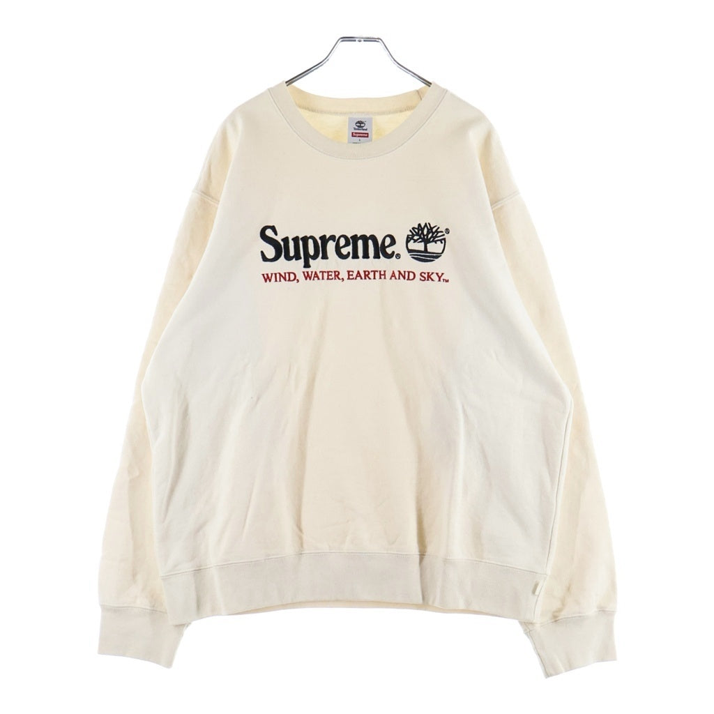 SUPREME(シュプリーム) 20SS ×Timberland Crewneck ティンバーランド 刺繍ロゴ スウェットクルーネックシャツ トレーナー アイボリー