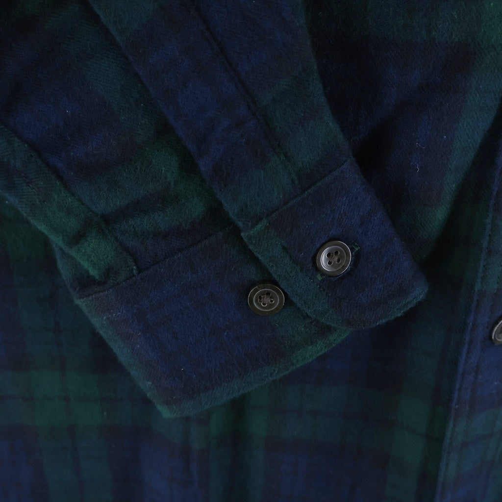 WIND AND SEA(ウィンダンシー) ×L.L.Bean エルエルビーン 刺繍ロゴ フランネル長袖シャツ ブラック/グリーン WDS-C-LLB-24-Q2-02