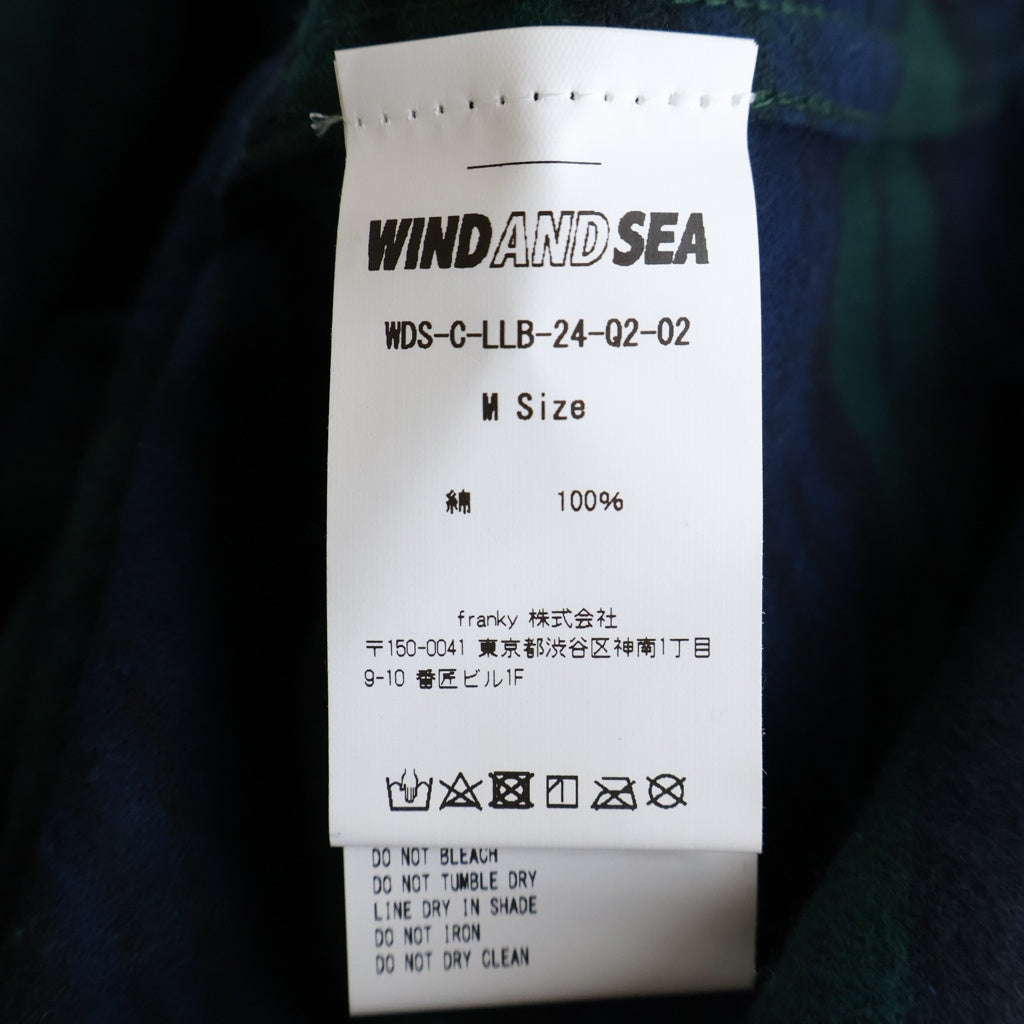 WIND AND SEA(ウィンダンシー) ×L.L.Bean エルエルビーン 刺繍ロゴ フランネル長袖シャツ ブラック/グリーン WDS-C-LLB-24-Q2-02
