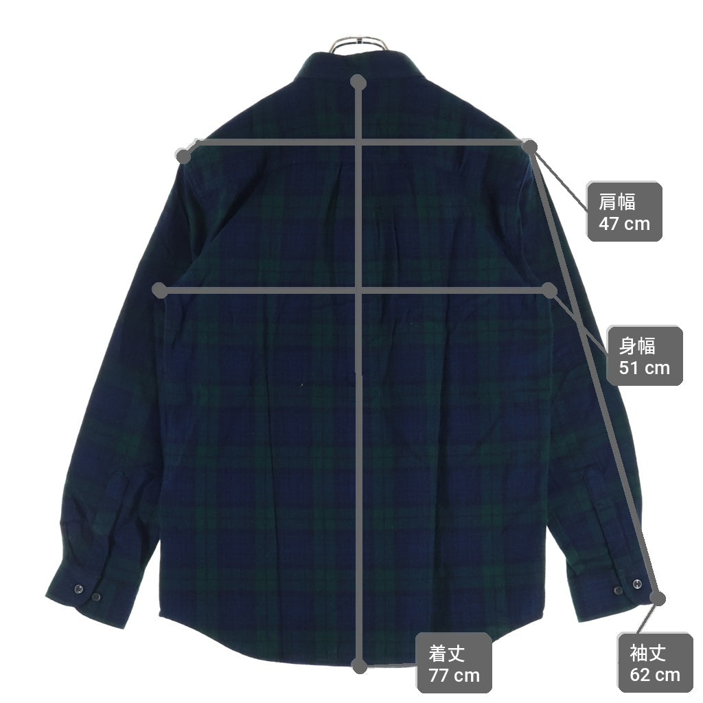 WIND AND SEA(ウィンダンシー) ×L.L.Bean エルエルビーン 刺繍ロゴ フランネル長袖シャツ ブラック/グリーン WDS-C-LLB-24-Q2-02