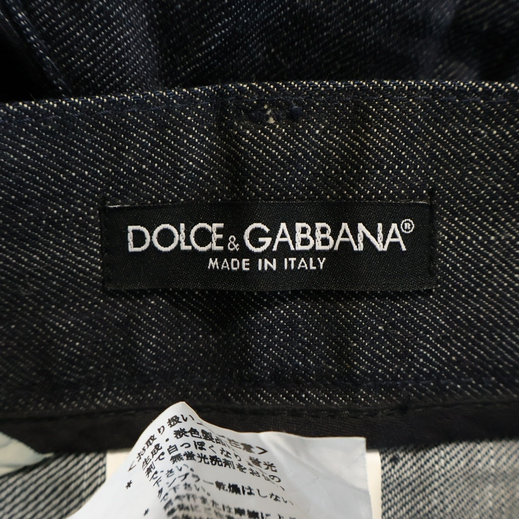 DOLCE & GABBANA(ドルチェアンドガッバーナ) 14GOLD コーティングテープデザイン ローライズスリムデニムパンツ インディゴ G33CLD G8A40