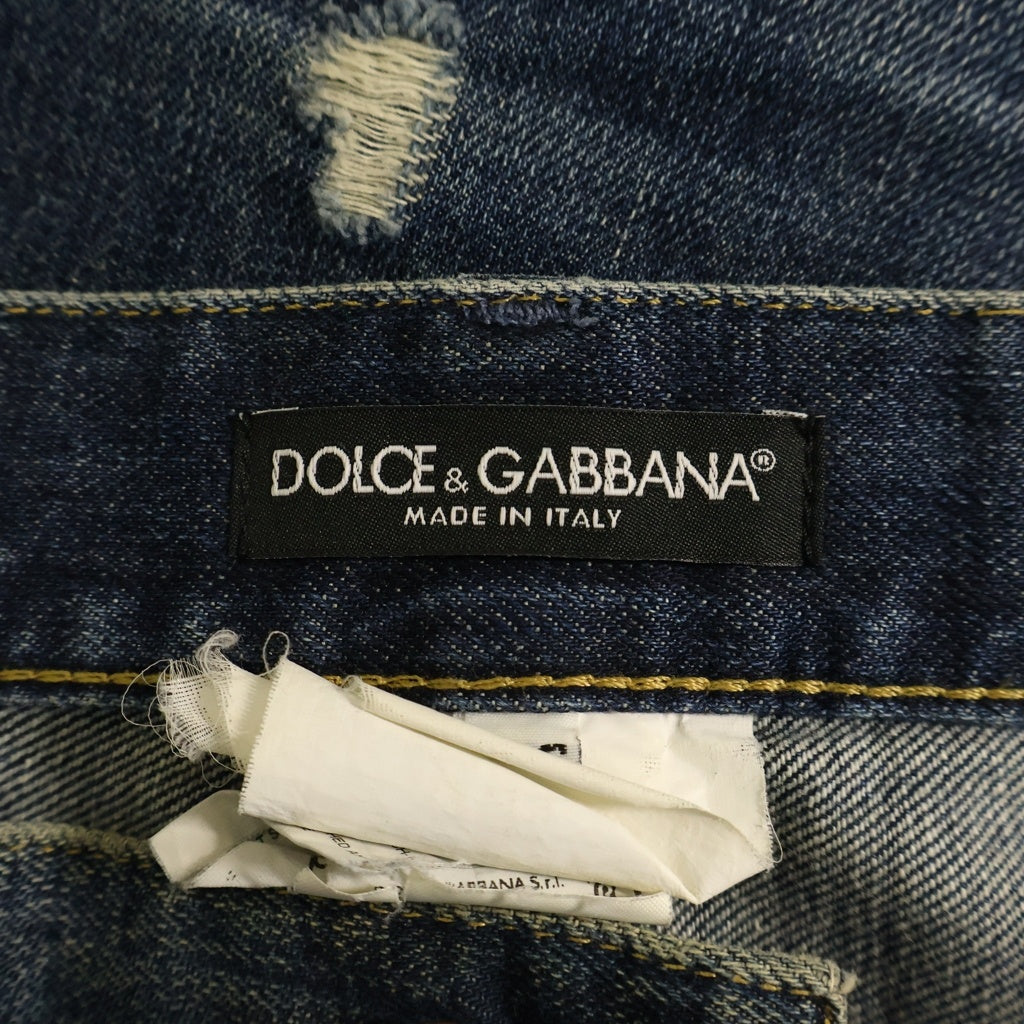 DOLCE & GABBANA(ドルチェアンドガッバーナ) 16CLASSIC スーパーデストロイド加工 ストレートデニムパンツ インディゴ G4A7CP G8O32