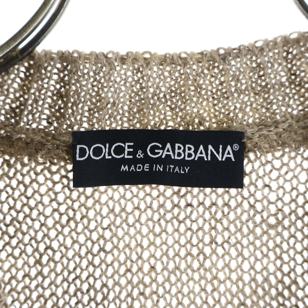 DOLCE & GABBANA(ドルチェアンドガッバーナ) サイドラインテープ Vネックケーブルニットセーター ニットウェア ベージュ G5281K F51R2
