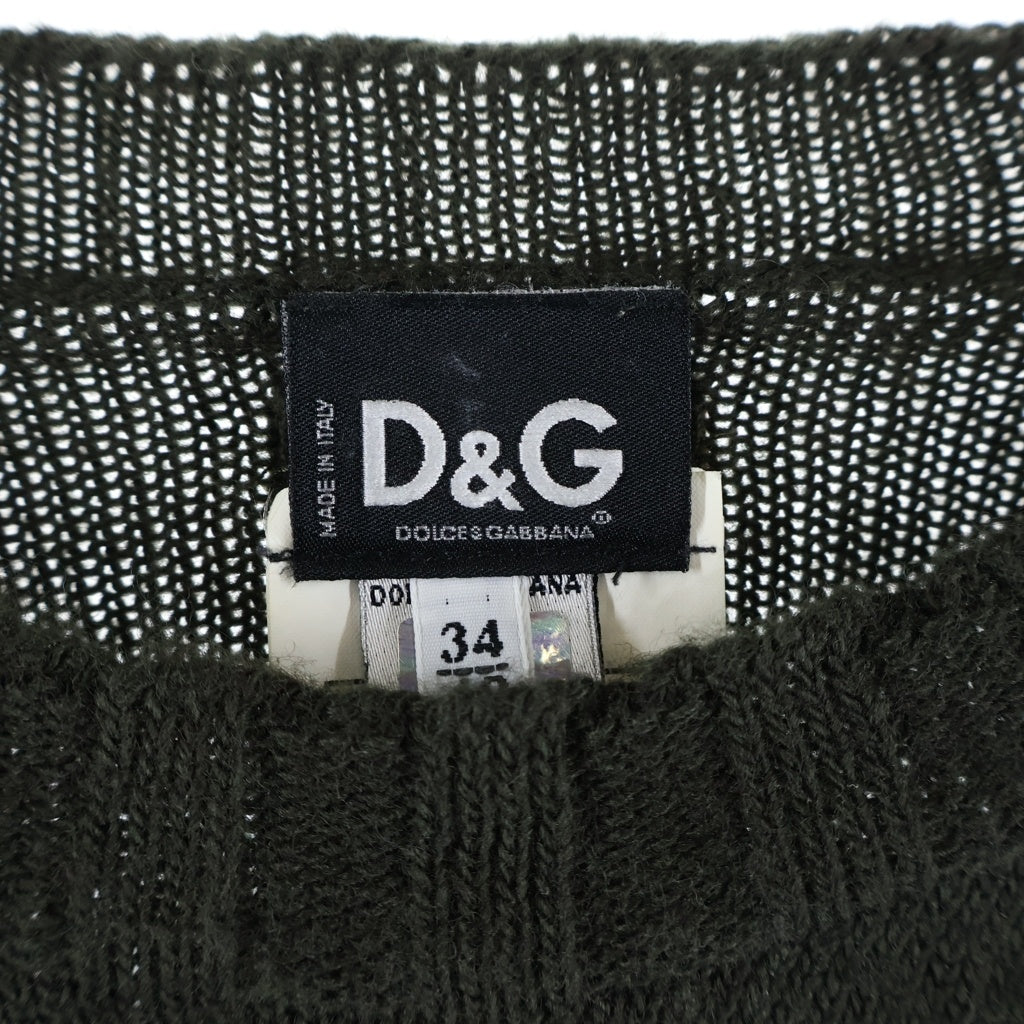 DOLCE & GABBANA(ドルチェアンドガッバーナ) リブニット セーター 薄手 無地 カーキ