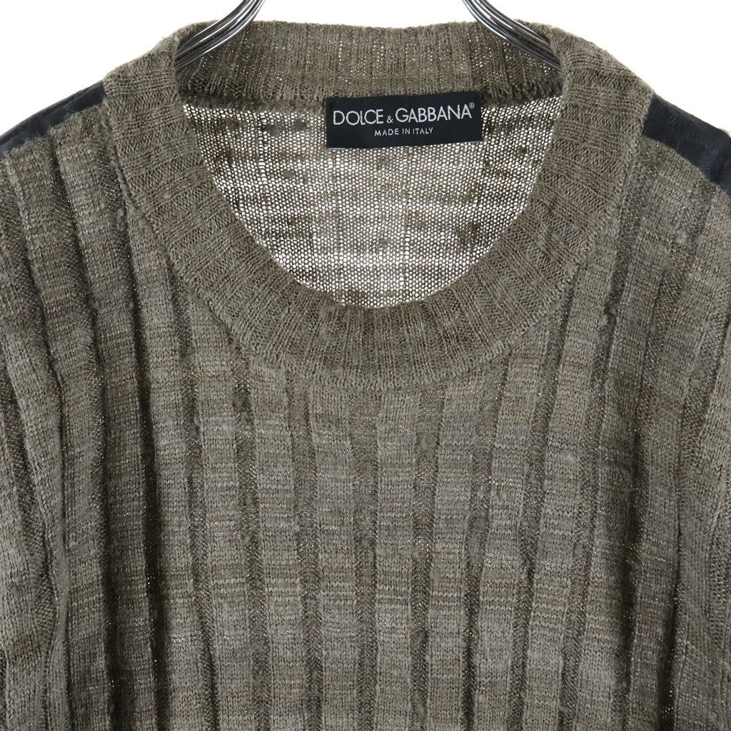 DOLCE & GABBANA(ドルチェアンドガッバーナ) テーピング シルククルーネックニット 薄手 ベージュ