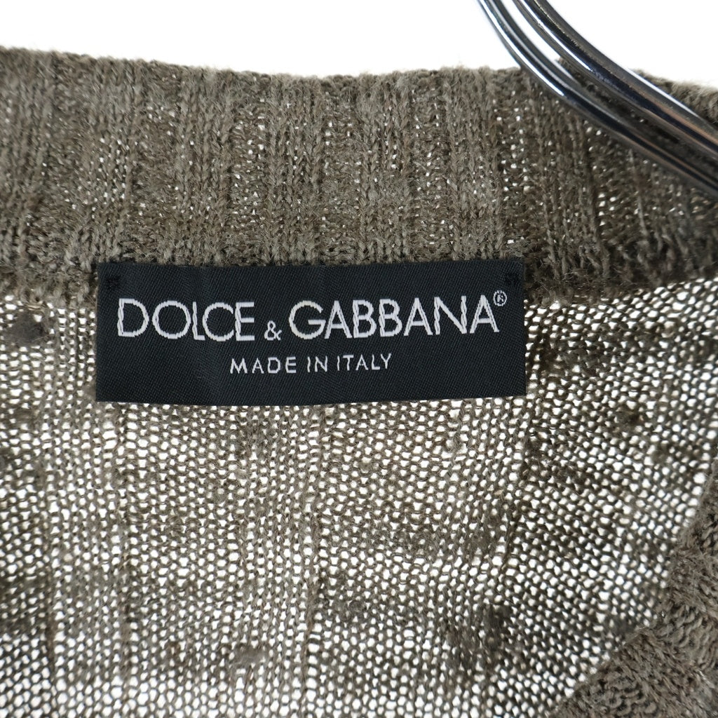 DOLCE & GABBANA(ドルチェアンドガッバーナ) テーピング シルククルーネックニット 薄手 ベージュ