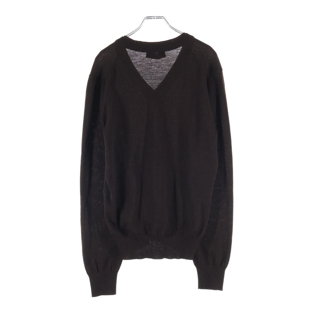 DOLCE & GABBANA(ドルチェアンドガッバーナ) ヴァージンウール Vネック レイヤードニット セーター 薄手 ブラウン G0433K F5R9A