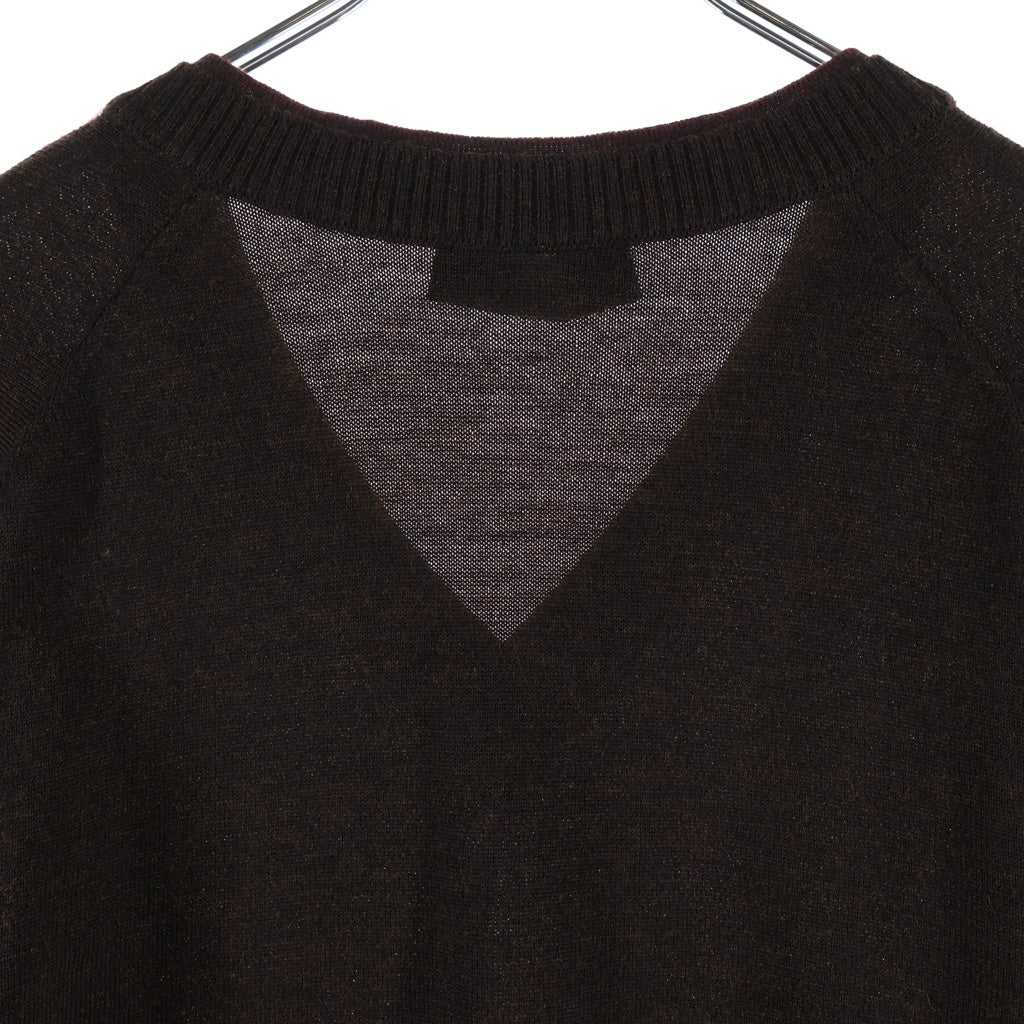 DOLCE & GABBANA(ドルチェアンドガッバーナ) ヴァージンウール Vネック レイヤードニット セーター 薄手 ブラウン G0433K F5R9A