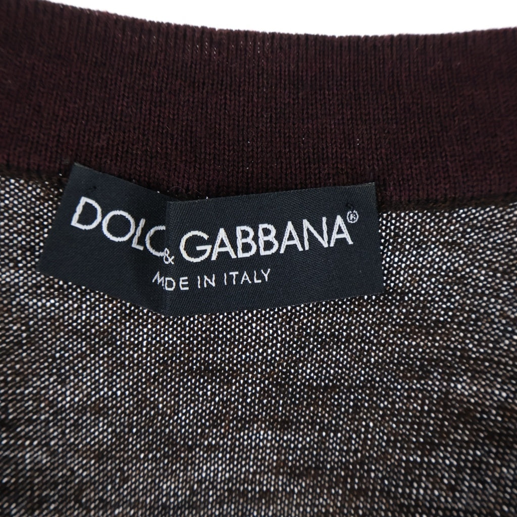 DOLCE & GABBANA(ドルチェアンドガッバーナ) ヴァージンウール Vネック レイヤードニット セーター 薄手 ブラウン G0433K F5R9A