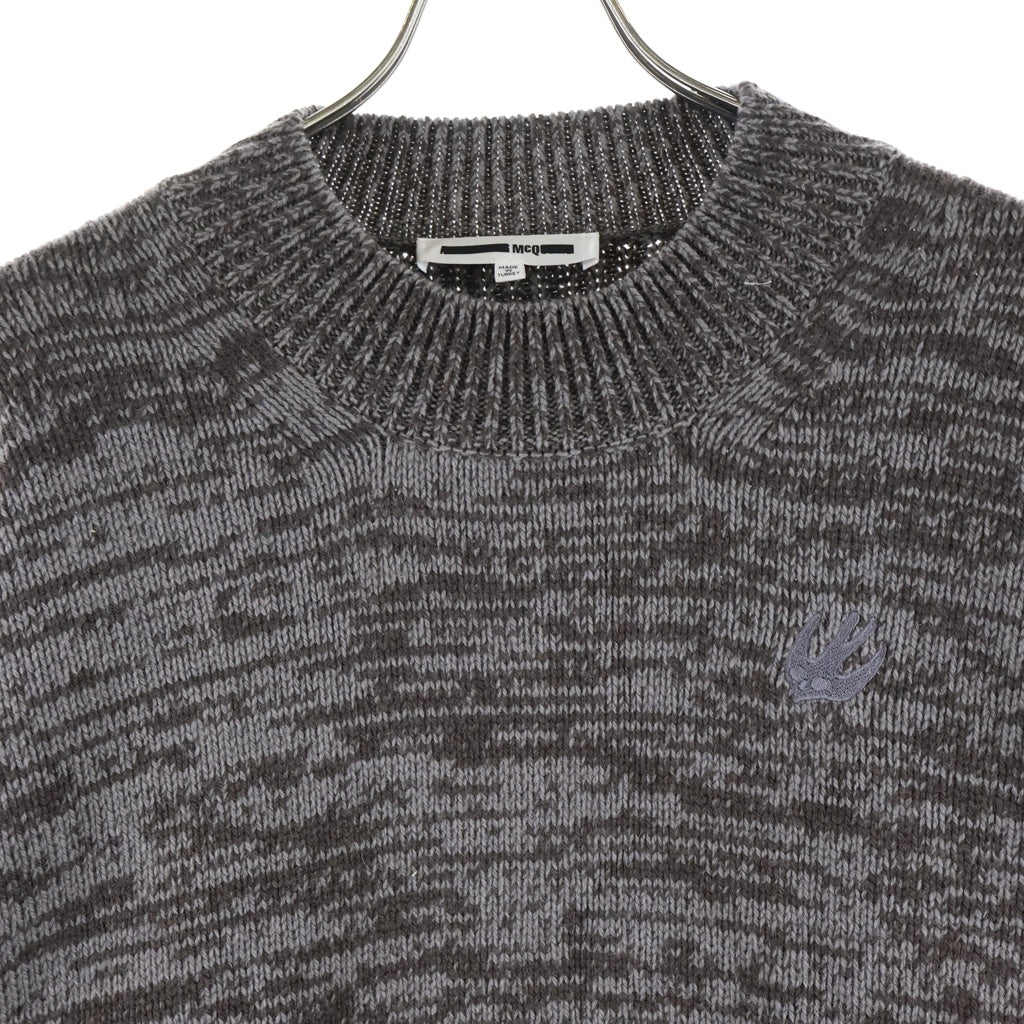 Alexander McQueen(アレキサンダーマックイーン) スワロー刺繍ロゴ クルーネックニット セーター 厚手 ブラウン