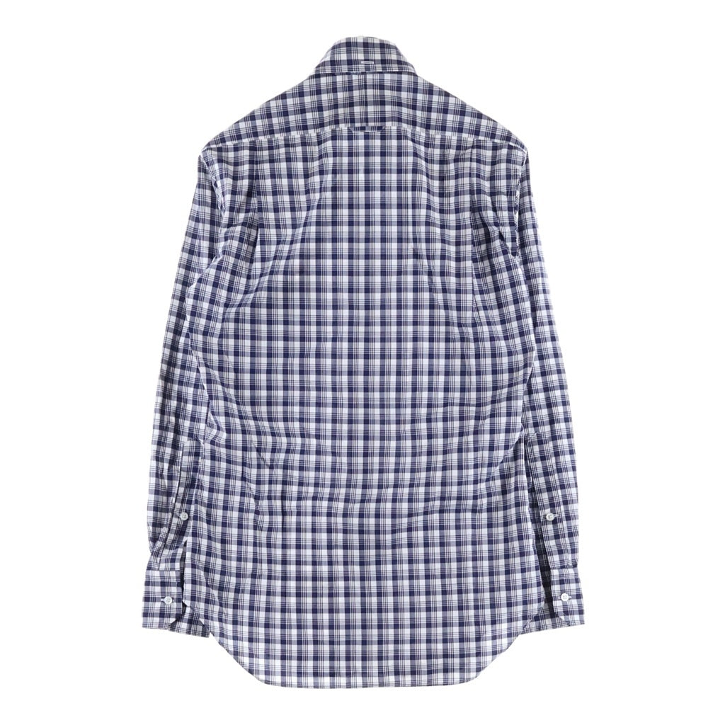 THOM BROWNE(トムブラウン) オクスフォード チャック柄 長袖シャツ ホワイト/ネイビー A0151A43060