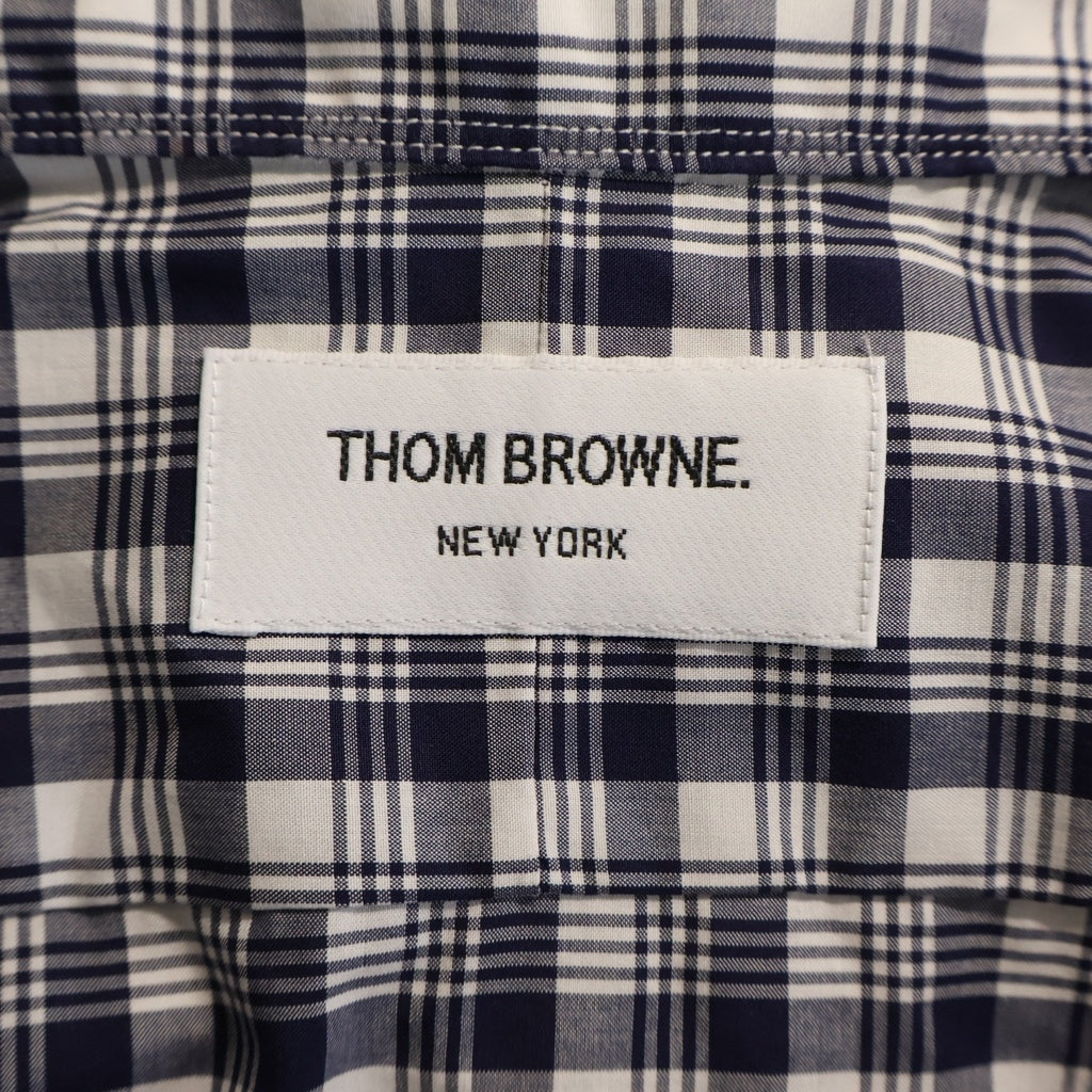 THOM BROWNE(トムブラウン) オクスフォード チャック柄 長袖シャツ ホワイト/ネイビー A0151A43060