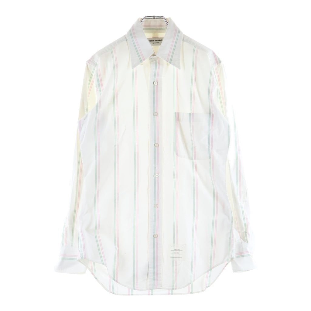 THOM BROWNE(トムブラウン) トリコロールストライプ 長袖シャツ ホワイト MWL001AW6205