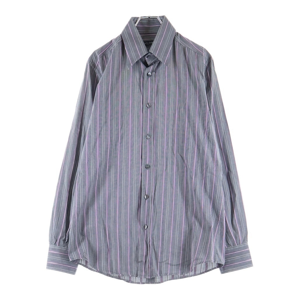 DOLCE & GABBANA(ドルチェアンドガッバーナ) ストライプ柄 カジュアル 長袖シャツ グレー/パープル G5003T FR5AR