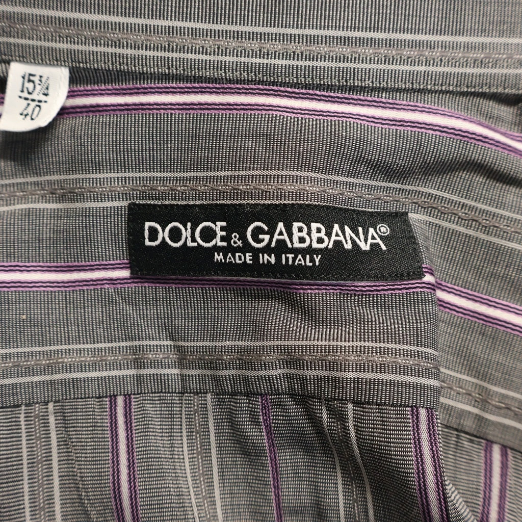 DOLCE & GABBANA(ドルチェアンドガッバーナ) ストライプ柄 カジュアル 長袖シャツ グレー/パープル G5003T FR5AR