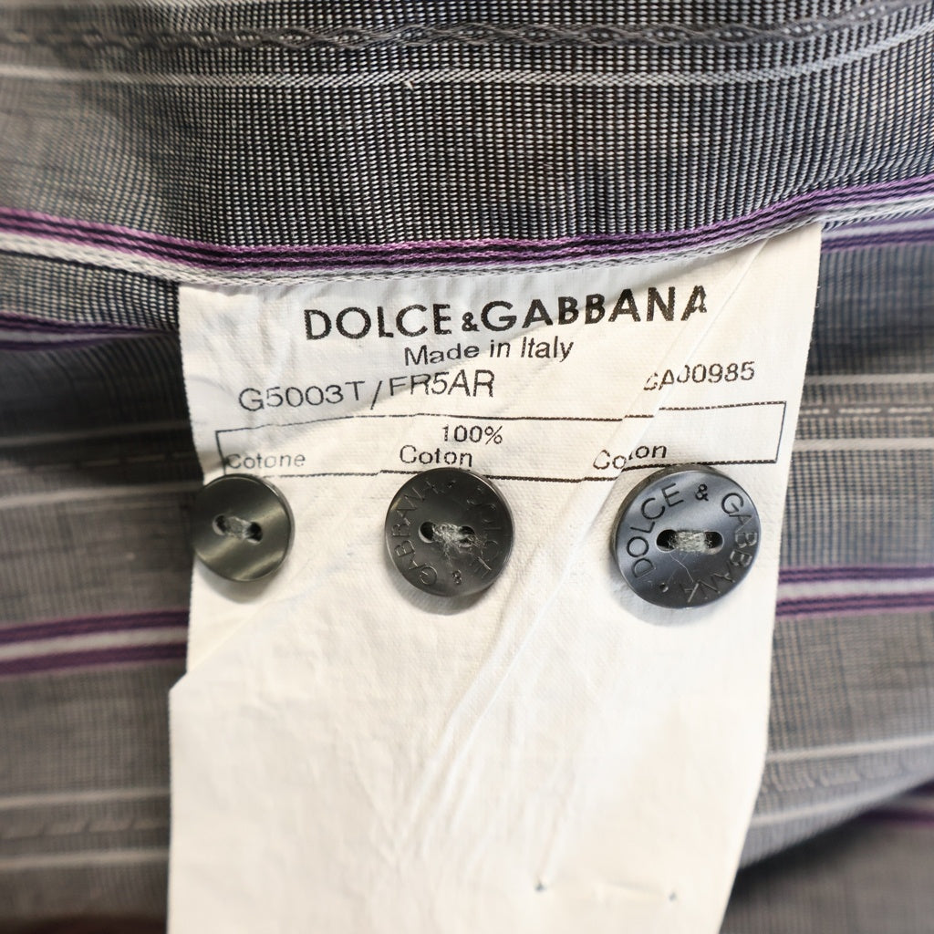 DOLCE & GABBANA(ドルチェアンドガッバーナ) ストライプ柄 カジュアル 長袖シャツ グレー/パープル G5003T FR5AR