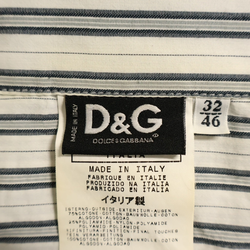 DOLCE & GABBANA(ドルチェアンドガッバーナ) ストライプ柄 カジュアル 長袖シャツ ホワイト/グレー