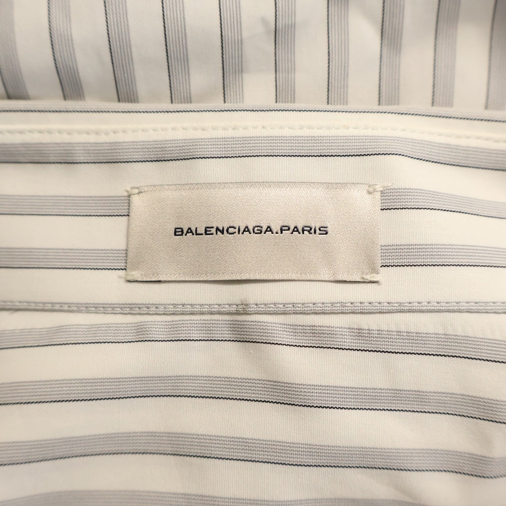 BALENCIAGA(バレンシアガ) 襟ツートン ストライプ柄 カジュアル 長袖シャツ ホワイト 215295 TQ104