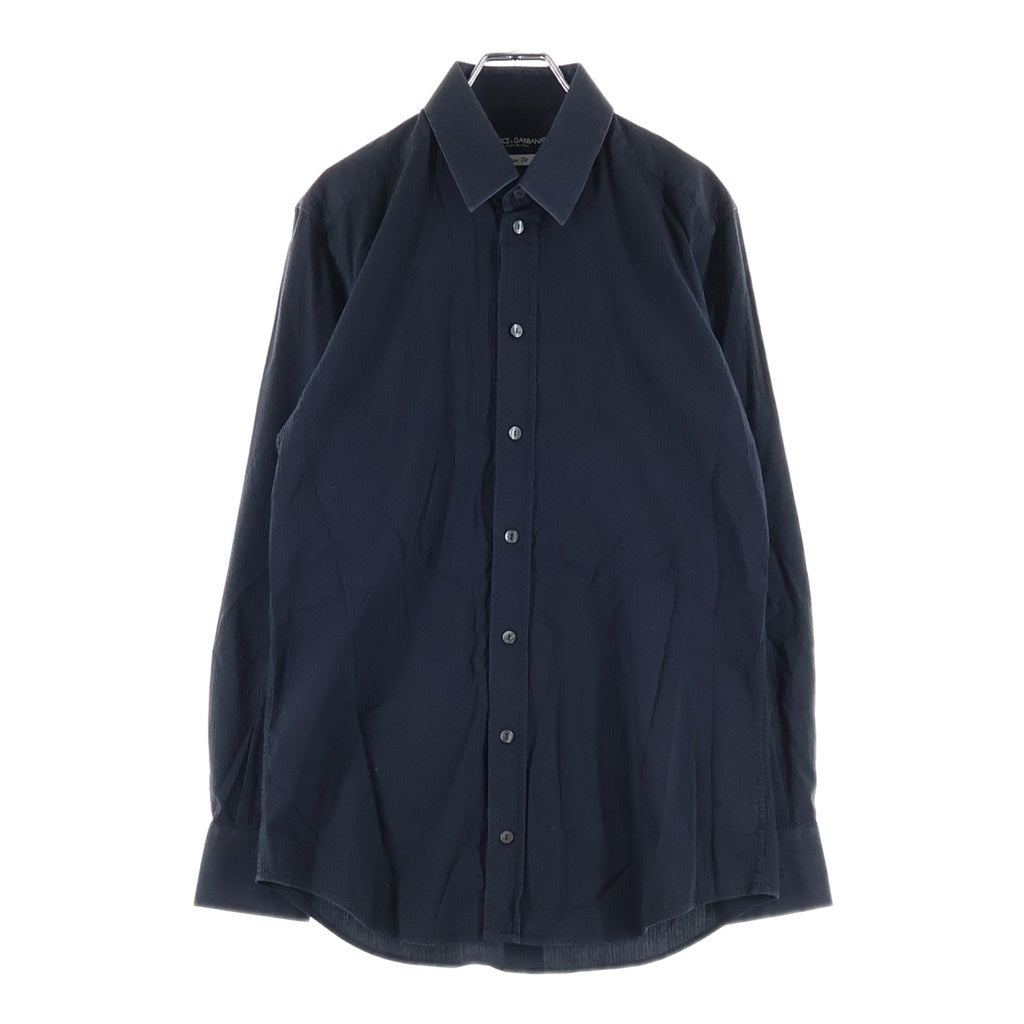 DOLCE & GABBANA(ドルチェアンドガッバーナ) SLIM FIT 刺子ストライプ カジュアル長袖シャツ ブラック G5371Z FMEAB