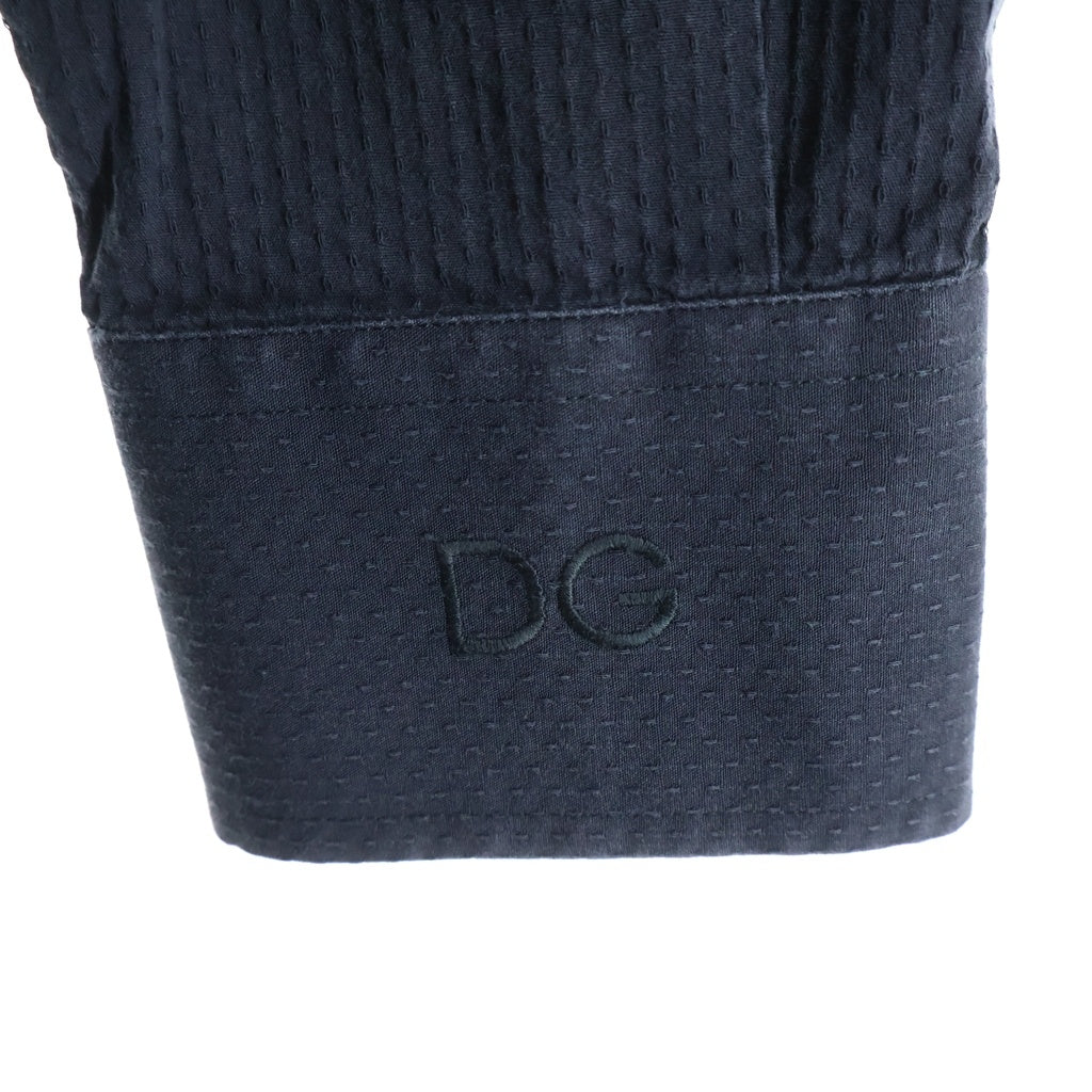 DOLCE & GABBANA(ドルチェアンドガッバーナ) SLIM FIT 刺子ストライプ カジュアル長袖シャツ ブラック G5371Z FMEAB