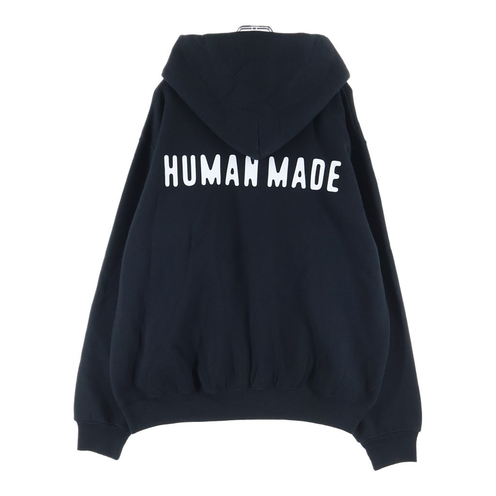 HUMAN MADE(ヒューマンメイド) 26SS Classic ZIP UP HOODIE バックプリントロゴ クラシック ジップアップフーディー スウェットパーカー ブラック HM32CS022