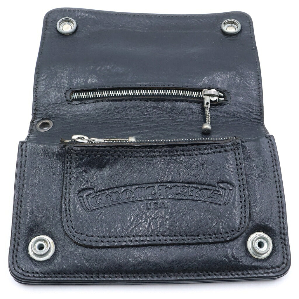 CHROME HEARTS(クロムハーツ) 2ZIP 2ジップ クロスボールボタンレザーウォレット 財布 ブラック